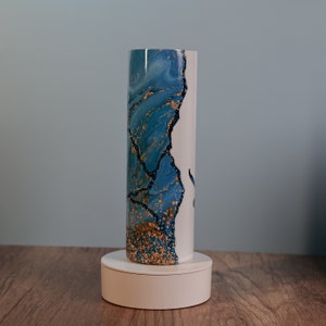 Vaso de mármol personalizado con tapa y paja / Vasos delgados personalizados de 20 oz o 30 oz Blue