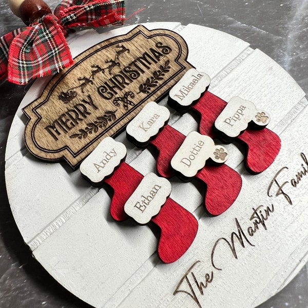 Large Family Christmas Ornament | Family of 7 personalized christmas ornament | Family of 8 christmas ornament, family of three ornament