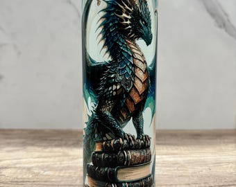 Personalized Book Dragon Tumbler: Glow in the Dark Bookish Drinkware