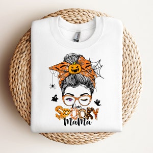 Mom Halloween Sweatshirt Spooky Mom Halloween Mama Crewneck Sweatshirt, best selling shirt image 5