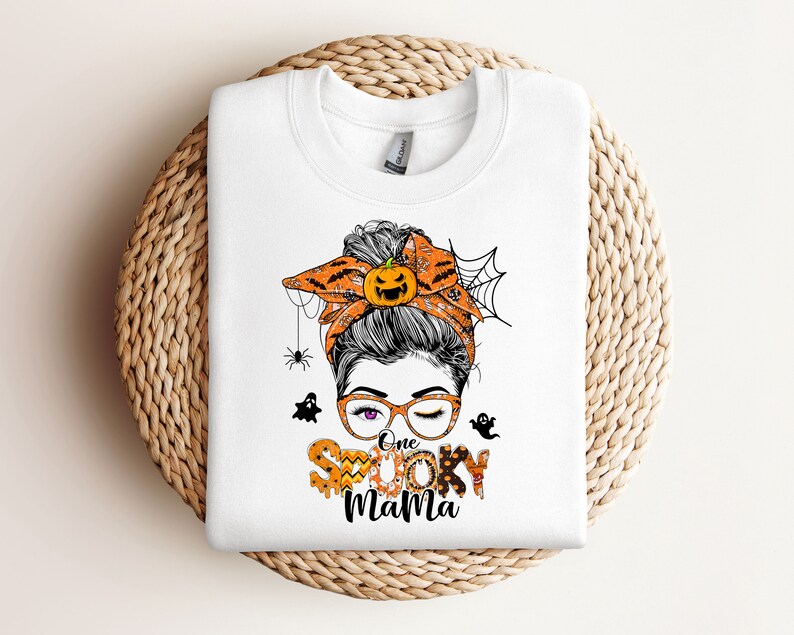 Mom Halloween Sweatshirt Spooky Mom Halloween Mama Crewneck Sweatshirt, best selling shirt White