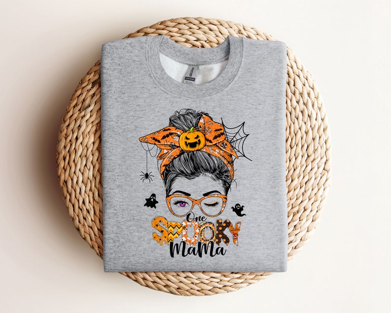 Mom Halloween Sweatshirt Spooky Mom Halloween Mama Crewneck Sweatshirt, best selling shirt image 3