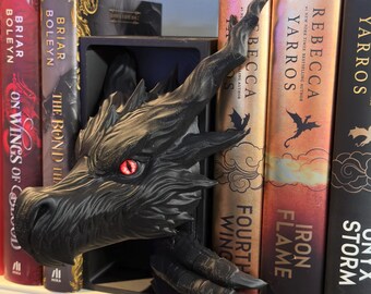 Shadow Dragon Book Nook with or without Tail | Fantasy Book Shelf Decor for Bookish Collectors and Dragon Rider Book Lovers