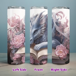 Personalized Dragon in Roses Tumbler: Bookish Glow-in-the-Dark Cup