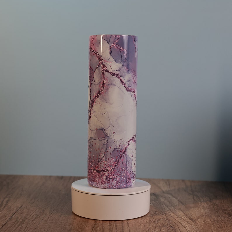 Personalized Marble Tumbler with Lid and Straw Custom Skinny 20oz or 30oz Tumblers Lavender