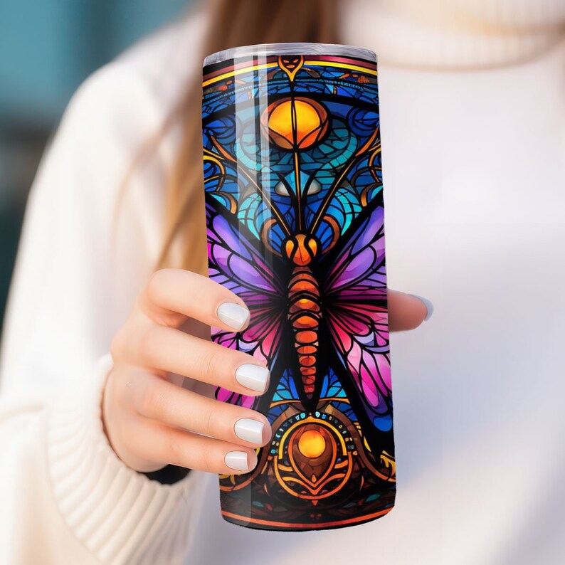 Stained Glass Butterfly Tumbler 20oz 30oz Personalized Tumbler imagem 7