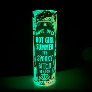 Spooky Bitch Personalized Halloween Glow Tumbler with Straw Big Glow in the Dark Halloween Tumbler Halloween 2023 image 3