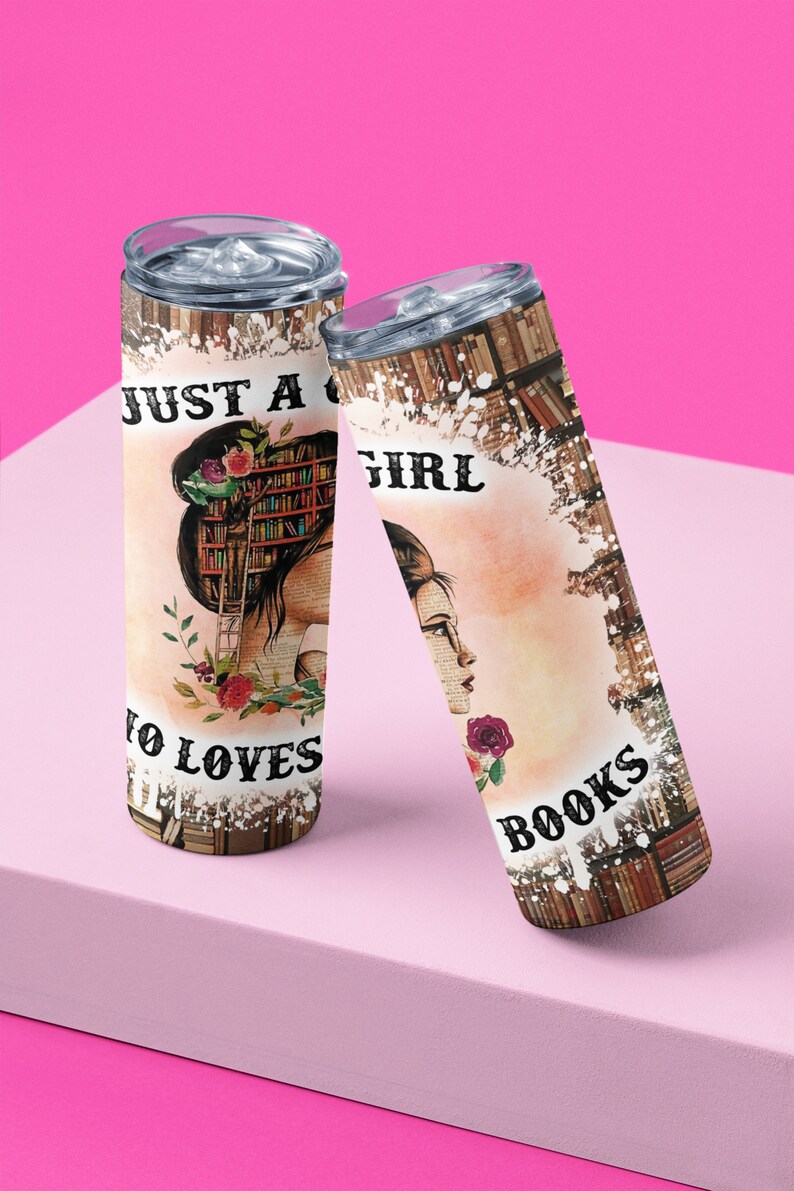 Just a Girl Who Loves Books, 20 oz Tumbler, Book Tumbler, Book Gift, Book Worm image 3