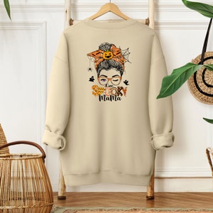 Mom Halloween Sweatshirt Spooky Mom Halloween Mama Crewneck Sweatshirt, best selling shirt image 2