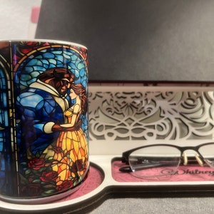 Beauty and the Beast Stained Glass 15 Oz Coffe Mug Bookish Rose Mug Gift for her coffee cup Unique Mothers Day Gift image 8