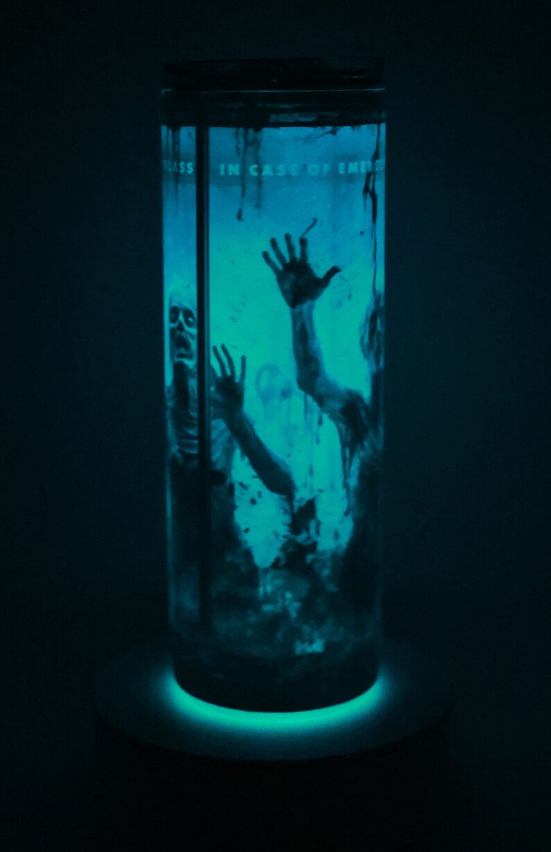 Zombie Emergency Personalized Halloween Glow Tumbler with Straw Big Glow in the Dark Halloween Tumbler Halloween 2023 image 3