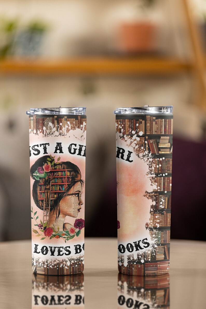Just a Girl Who Loves Books, 20 oz Tumbler, Book Tumbler, Book Gift, Book Worm image 2