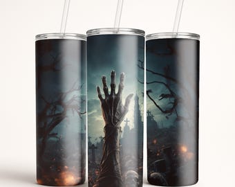 Personalized Zombie Arm Halloween Tumbler: Glow-in-the-Dark 20/30oz