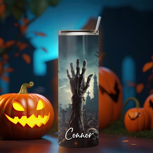Gobelet lumineux d'Halloween personnalisé Zombie Arm avec paille Grand gobelet d'Halloween phosphorescent Halloween 2023 image 4