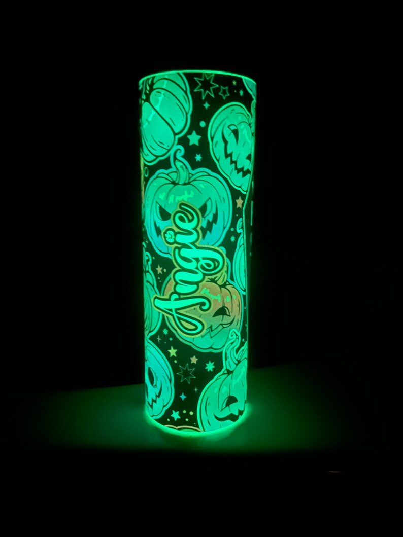 Spooky Bitch Personalized Halloween Glow Tumbler with Straw Big Glow in the Dark Halloween Tumbler Halloween 2023 image 4