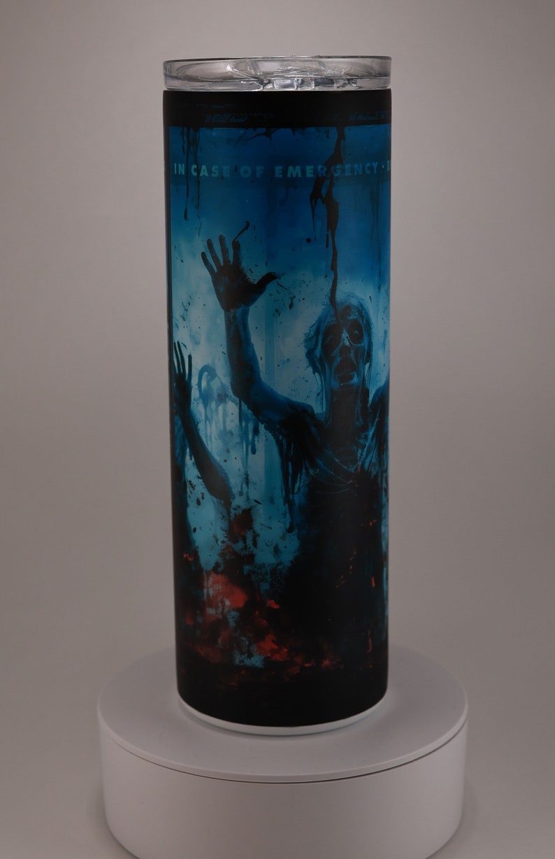 Zombie Emergency Personalized Halloween Glow Tumbler with Straw Big Glow in the Dark Halloween Tumbler Halloween 2023 Bild 8