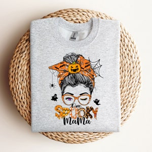 Mom Halloween Sweatshirt Spooky Mom Halloween Mama Crewneck Sweatshirt, best selling shirt image 4