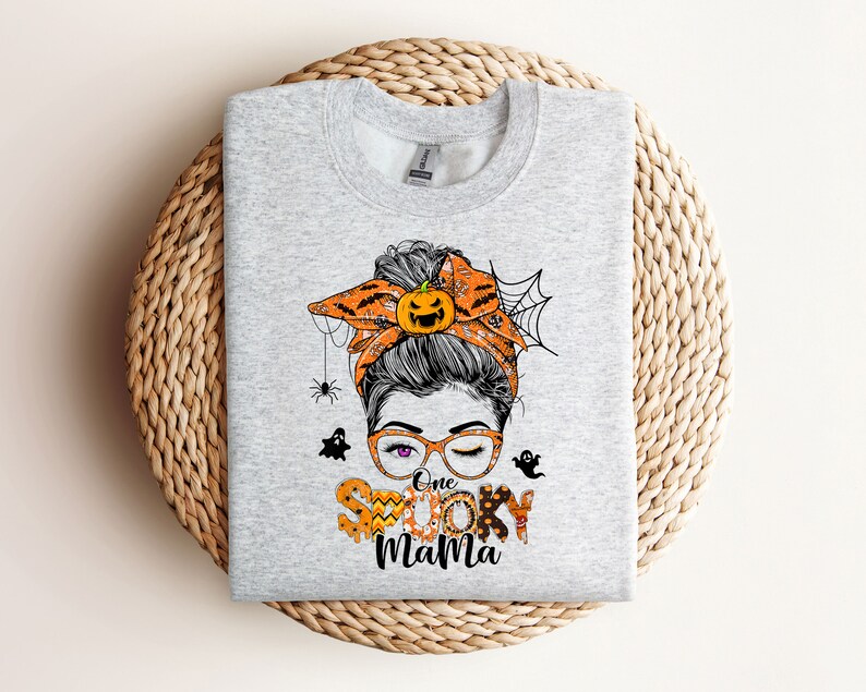 Mom Halloween Sweatshirt Spooky Mom Halloween Mama Crewneck Sweatshirt, best selling shirt Ash