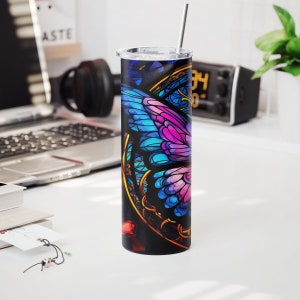 Stained Glass Butterfly Tumbler 20oz 30oz Personalized Tumbler imagem 3