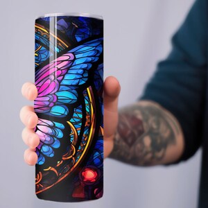 Stained Glass Butterfly Tumbler 20oz 30oz Personalized Tumbler imagem 4