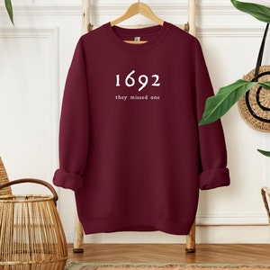 1692 Halloween crew neck bestselling Halloween t shirts, spooky season shirt, funny Halloween tees, Halloween 2023, best selling shirt Maroon