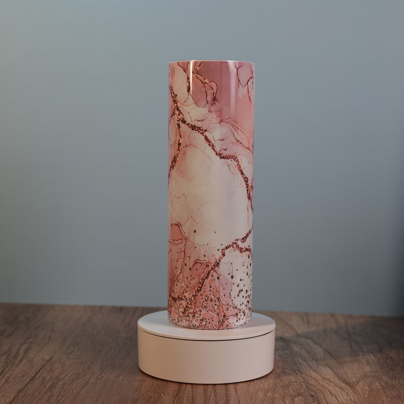 Gobelet en marbre personnalisé avec couvercle et paille Gobelets minces personnalisés de 20 oz ou 30 oz Rose