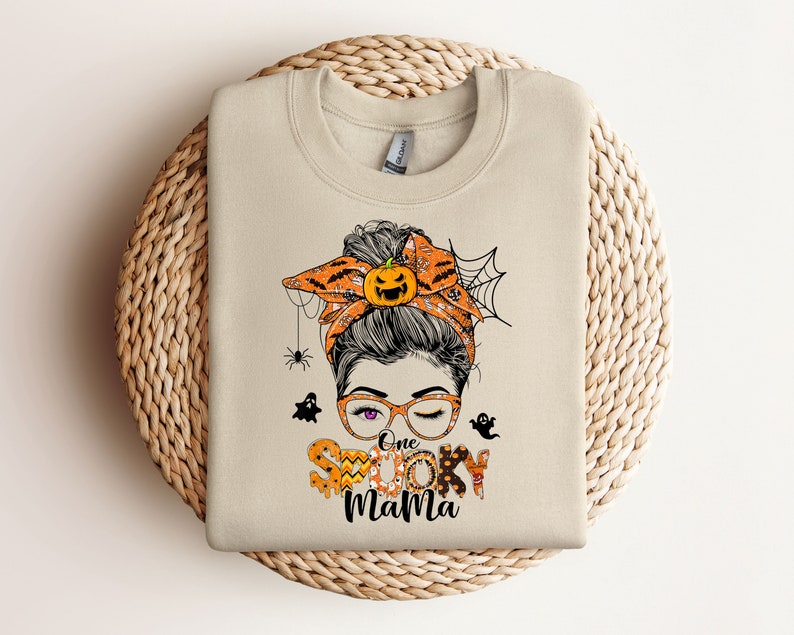 Mom Halloween Sweatshirt Spooky Mom Halloween Mama Crewneck Sweatshirt, best selling shirt Sand