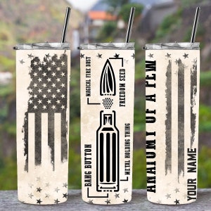 Anatomy of a Pew Second Amendment Personalized Tumbler with Straw Gift for Him, Come and Take is Gun Enthusiast Cup image 1