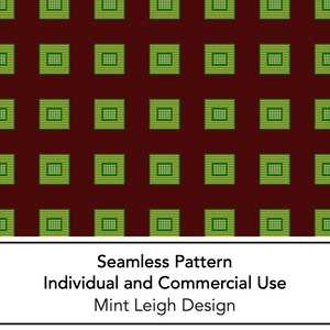 May include: A seamless pattern featuring a repeating design of green and yellow computer chips on a dark brown background. The pattern is suitable for both individual and commercial use.