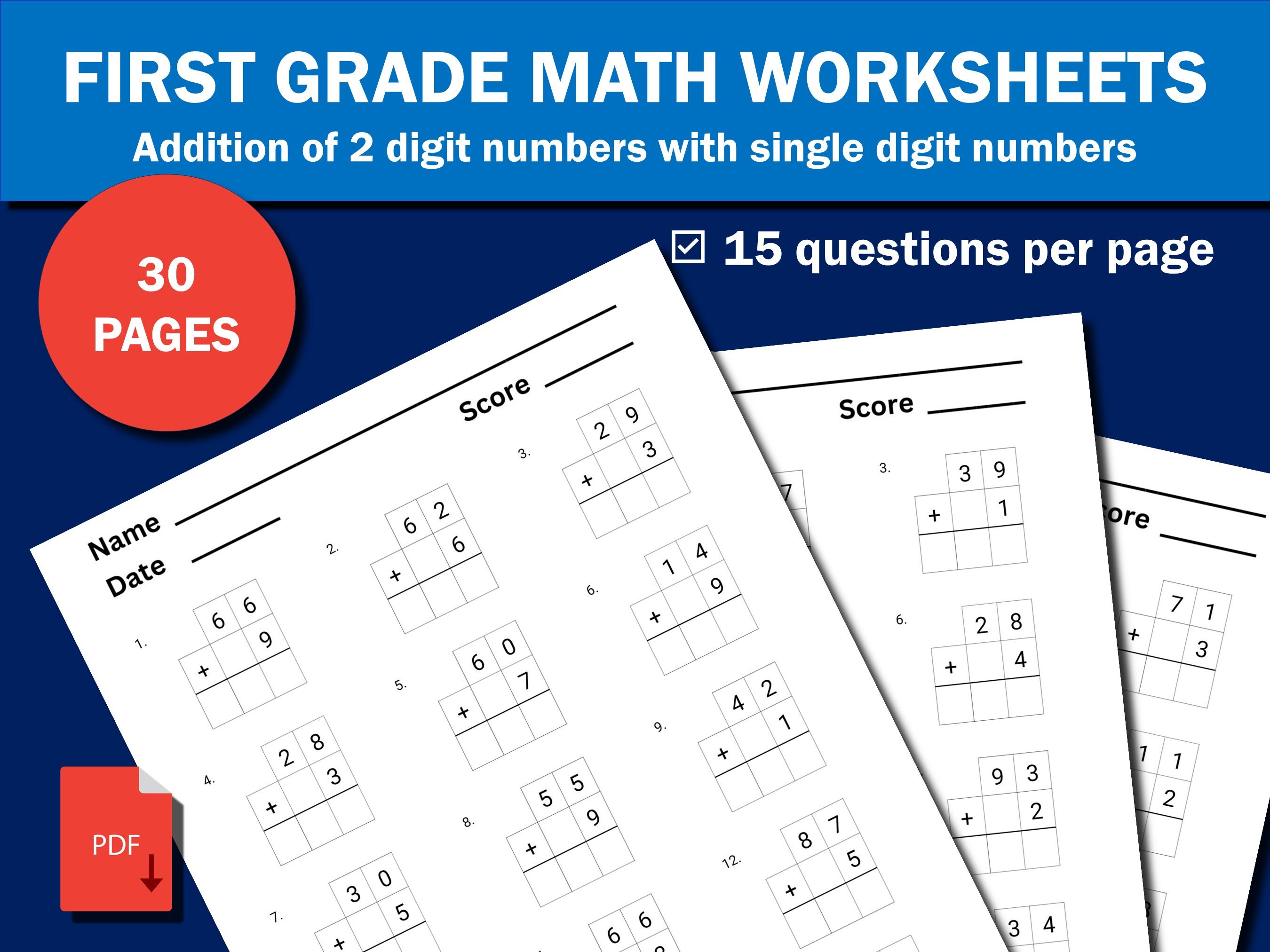 30 Printables First Grade Math Worksheet With Addition of 2 Digit ...