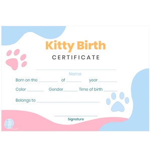 Katze Geburtsurkunde