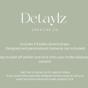 2 x Kodak Disposable Camera Wrap Cover sage green wedding sticker wrap only byo camera image 4