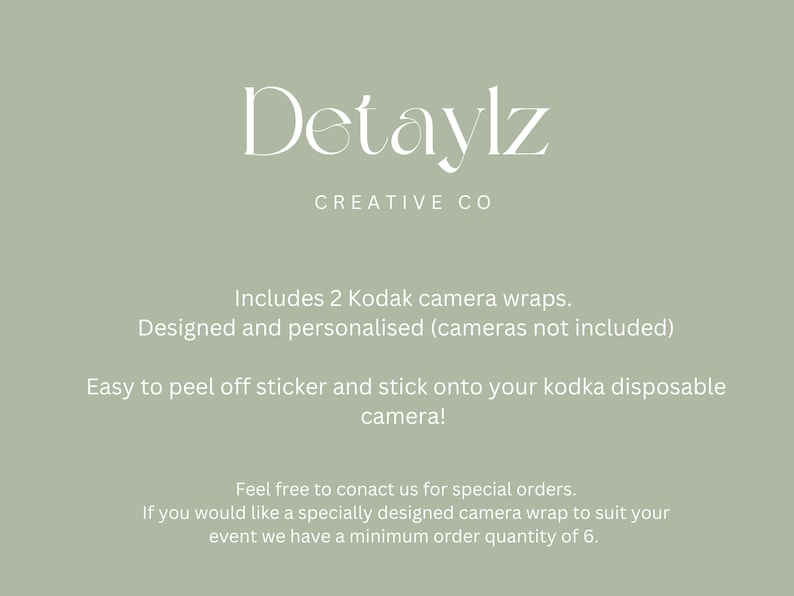 2 x Kodak Disposable Camera Wrap Cover Minimal Style, wedding 2 x stickers byo camera, sticker wrap only image 5