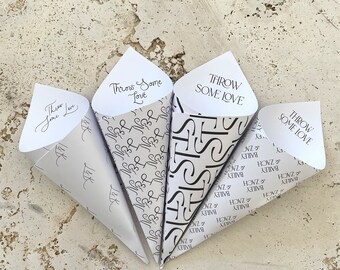 Confetti cone, personalised and customised. Vellum, wedding