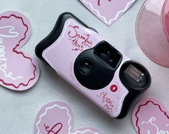 2 x Kodak Disposable Camera Wrap Cover sticker pink and squiggly hens party, miss to mrs  **byo camera, sticker wrap only**