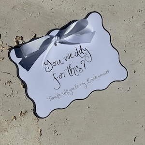 Tarjeta de dama de honor, dama de honor, propuesta de tarjeta de dama de honor, boda, dibujada a mano, regalo de dama de honor, lazo, cinta