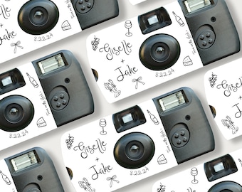 2 x Fuji Film Quicksnap Disposable Camera Wrap Cover stickers hand drawn black and white, minimal, wedding **byo camera, sticker wrap only**