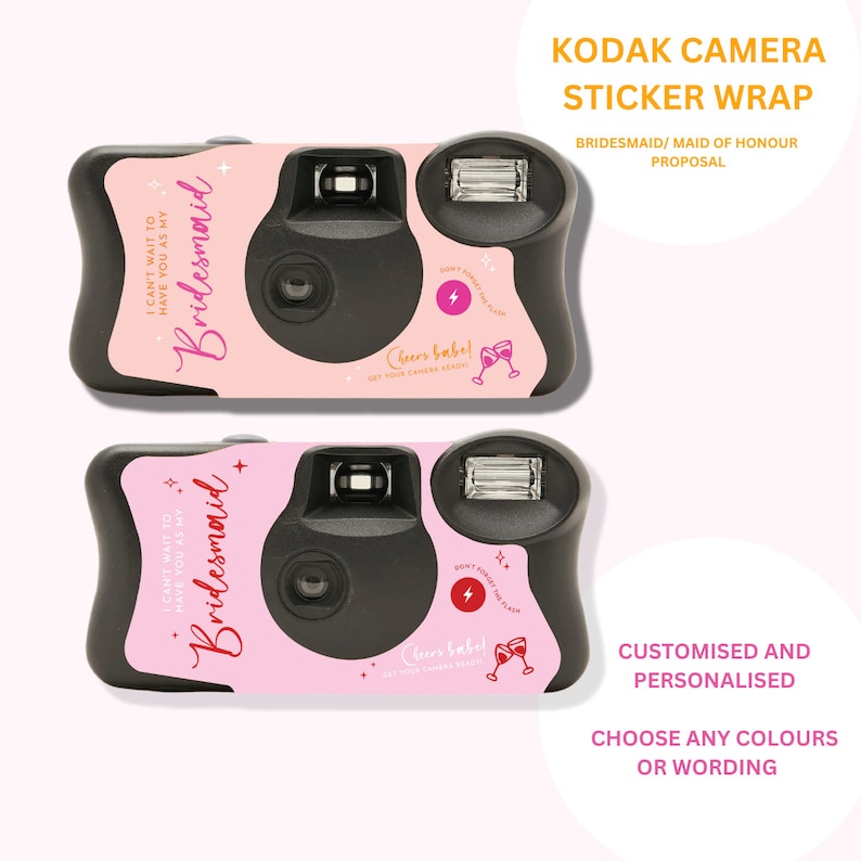 Bridesmaid/ maid of honour proposal. Will you be my bridesmaid, Kodak disposable camera wrap. Customised wrap only image 3