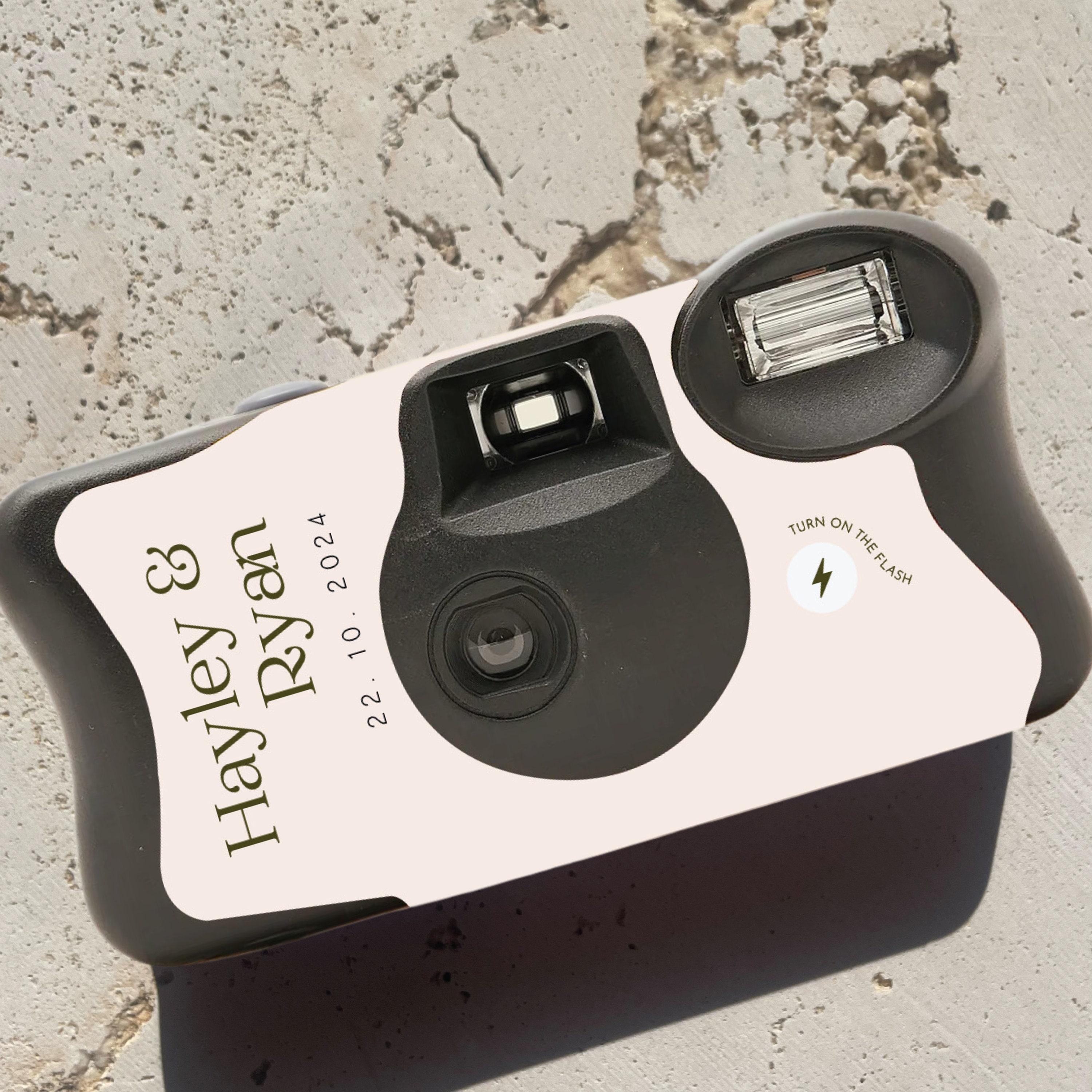 コダック使い捨てカメララップカバー、素朴なグリーンウェディング