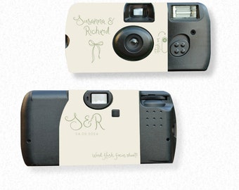 2 x Fuji Film Quicksnap jetable Wrap Wrap Cover stickers dessinés à la main vert sauge, mariage ** appareil photo byo, film autocollant uniquement **