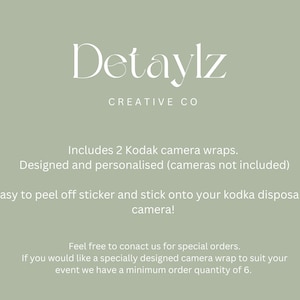 10 Kodak disposable camera sticker wraps, customised wedding camera Bulk listing byo camera, stickers wraps only zdjęcie 7