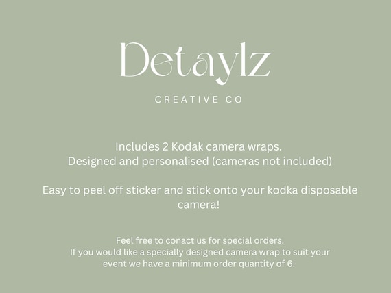 10 Kodak disposable camera sticker wraps, customised wedding camera Bulk listing **byo camera, stickers wraps only**