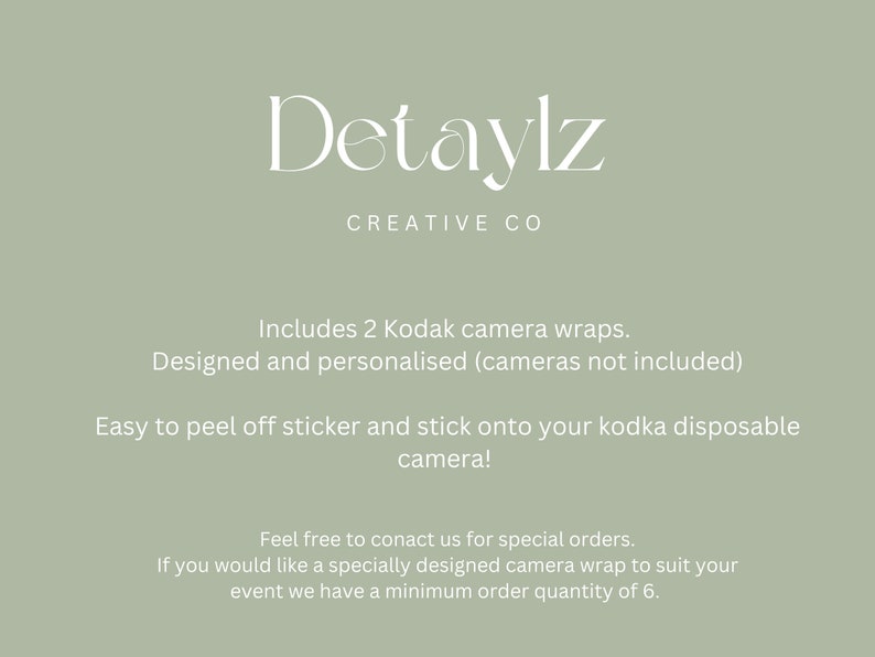 10 Kodak disposable camera sticker wraps, customised wedding camera Bulk listing byo camera, stickers wraps only zdjęcie 7