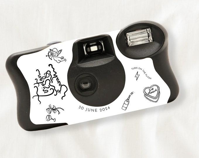 2 X Kodak Disposable Camera Wrap Cover Hand Drawn, Illustration Wedding