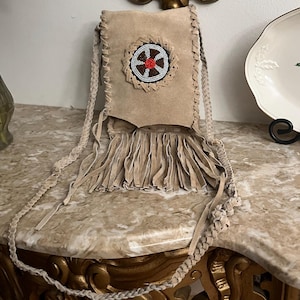 Beaded Leather Tobacco Pouch