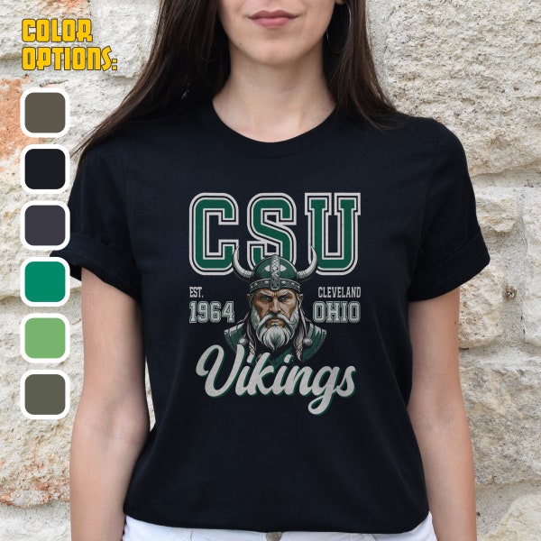CSU Shirt, Vikings School Logo, Cleveland State University, Vikes Mascot, Ohio Apparel, Basketball Clothes, Baseball Tee, Football Mascot