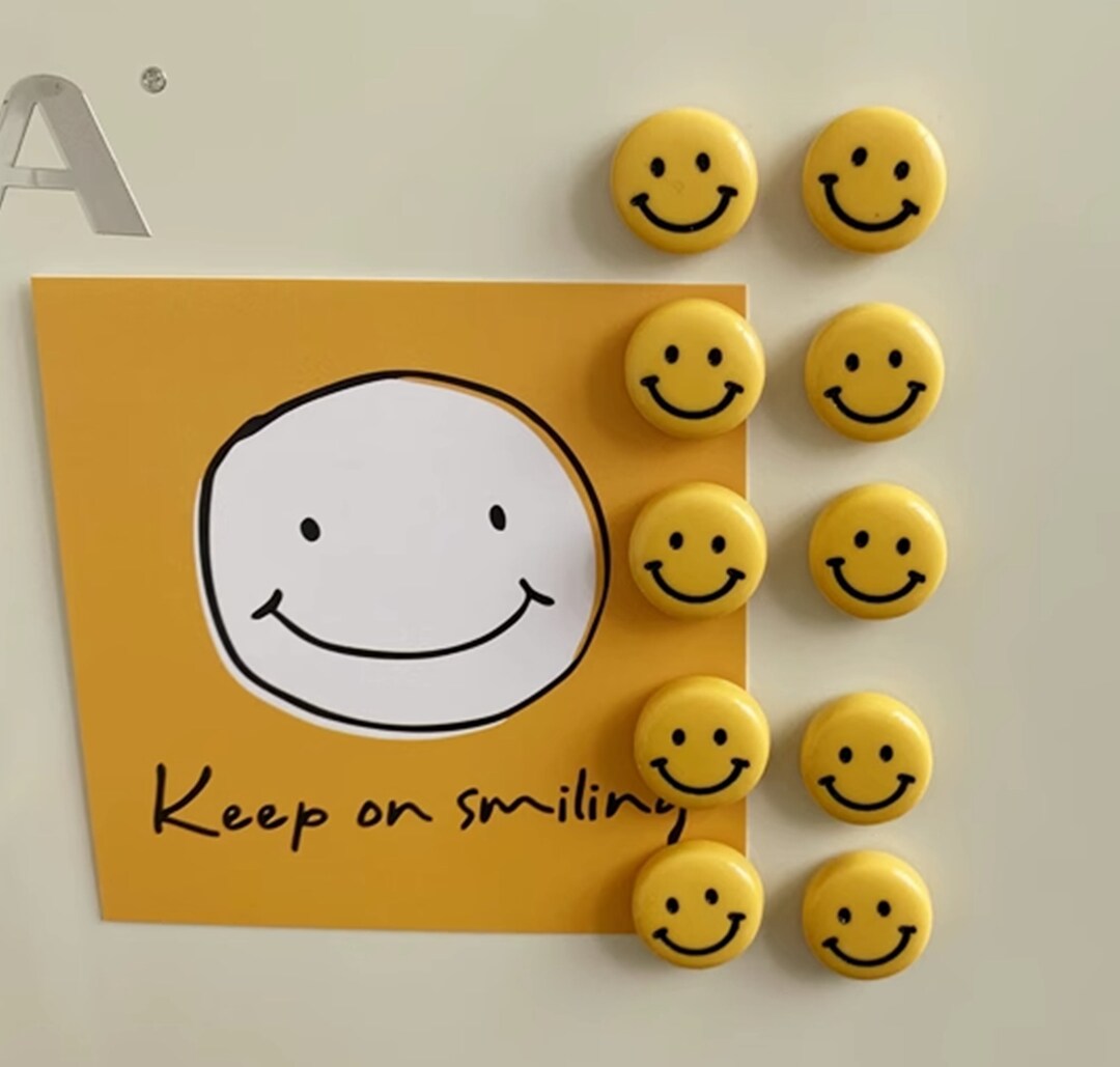 10pcs/set,yellow Smiley Face Fridge Magnets, Cute Refrigerator Magnets