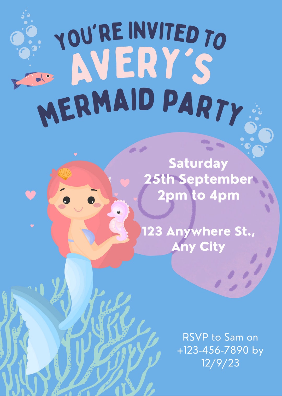 Mermaid Invitation Mermaid Invitation Template Under the Sea Birthday Mermaid Invitation Mermaid Invitation Template Under the Sea Birthday