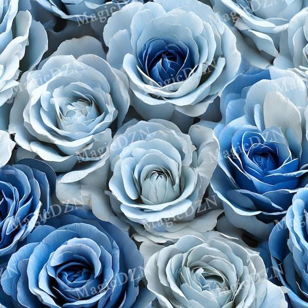 Blue White Roses iPhone 13 Pro Wallpaper Art Background Screenlock Mystical Graphic Print Generative Elegant Pattern Print Hyper Realistic