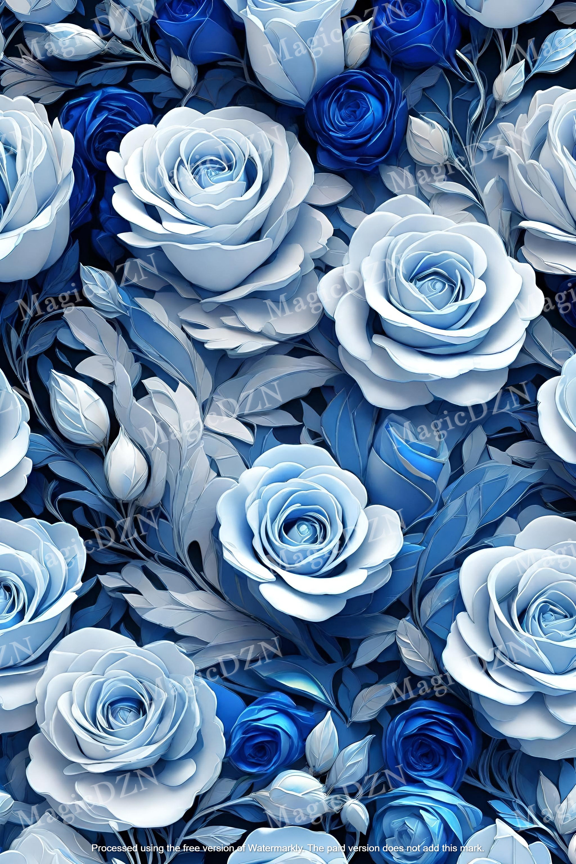 Blue White Roses iPhone 13 Pro Wallpaper Art Background Screenlock